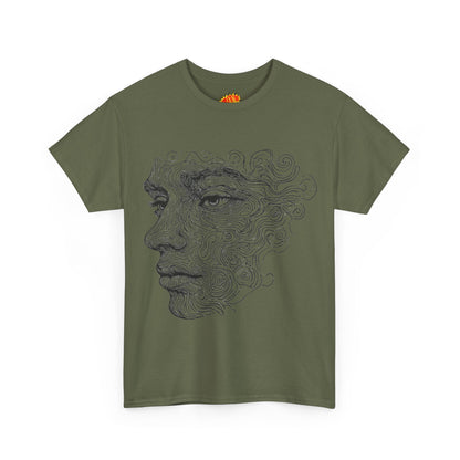 Human Face Silhouette Line Drawing Graphic Art Tee Shirt