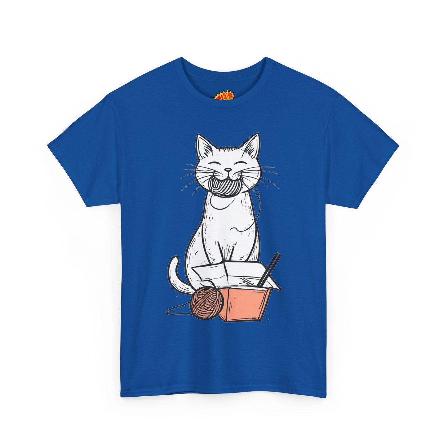 Cat w/Yarn Ball Takeout Art Tee Shirt *Multiple Colors*