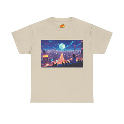 Anime Neon Night Cityscape w/Cats T-Shirt