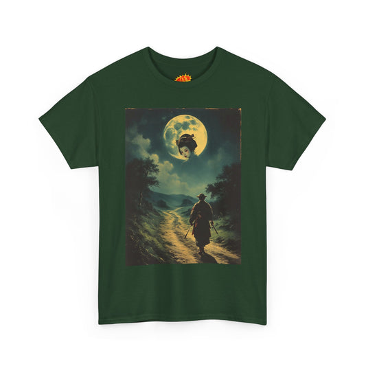 Travelling Samurai w/Moon Geisha Woman T-Shirt *Multiple Colors*