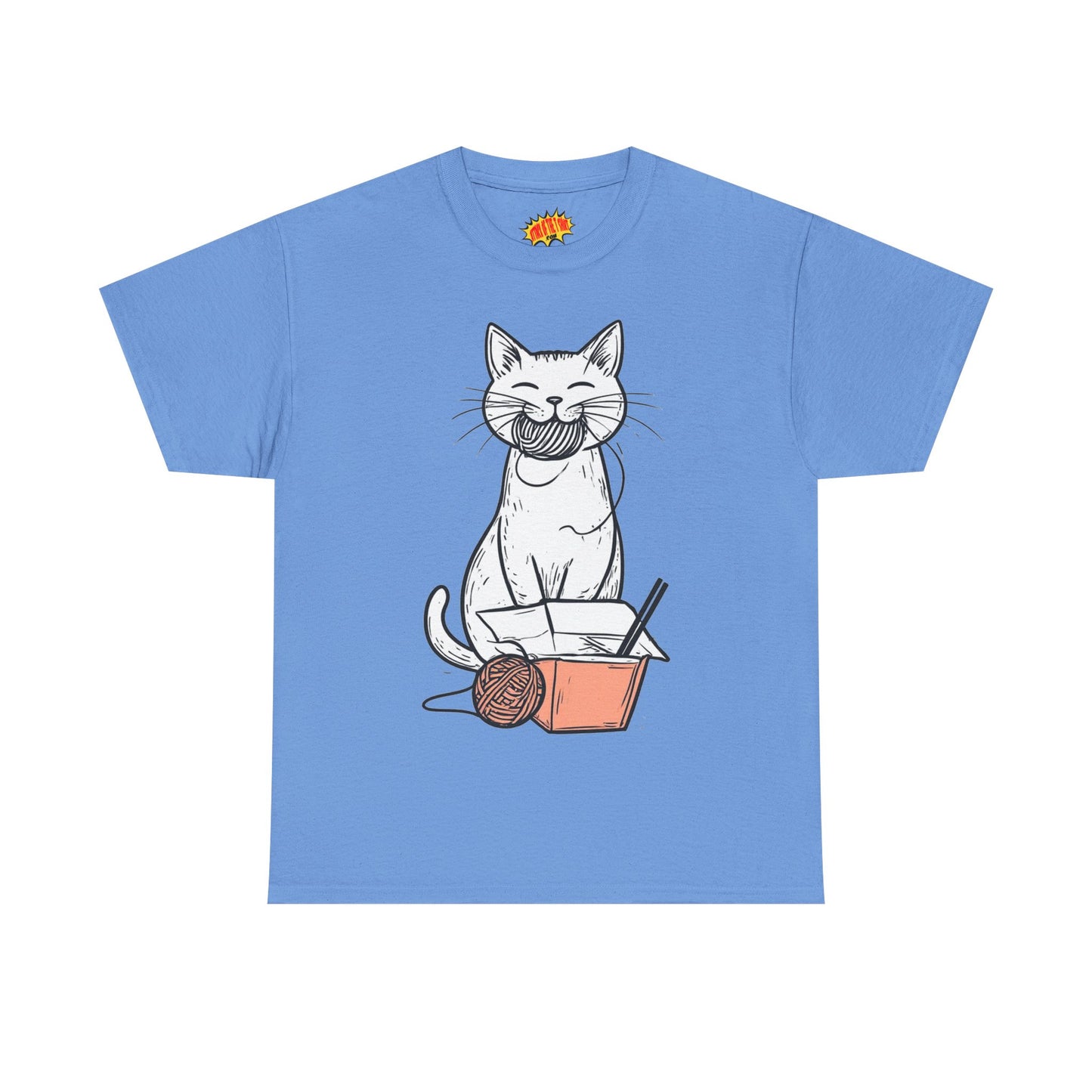 Cat w/Yarn Ball Takeout Art Tee Shirt *Multiple Colors*