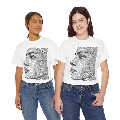 Human Face Profile Line Drawing Graphic Art Tee Shirt