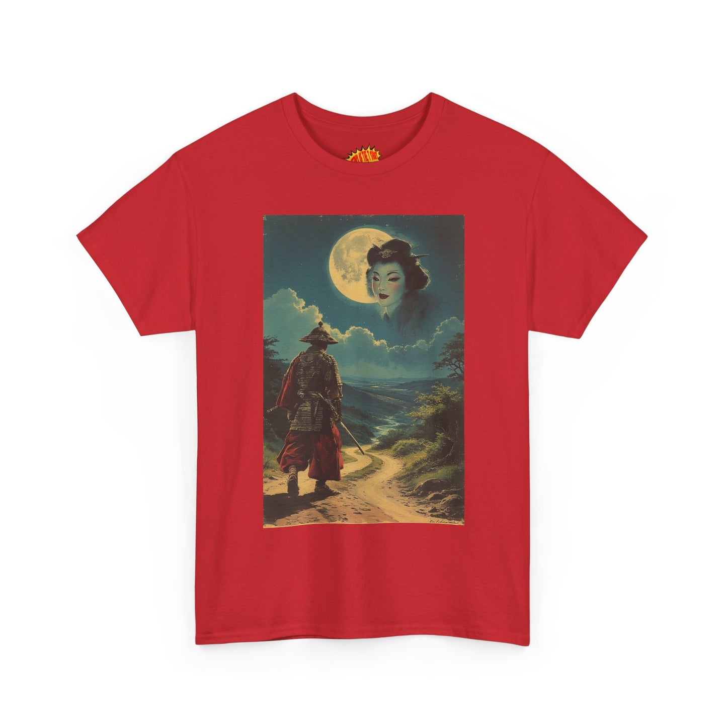 Samurai w/Full Moon Sky Geisha T-Shirt *Multiple Colors*