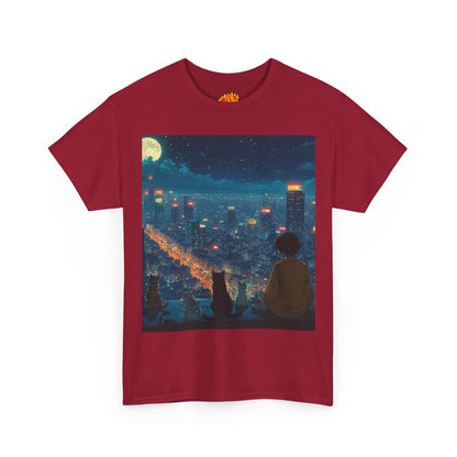 Anime City Night Scene w/Cats T-Shirt