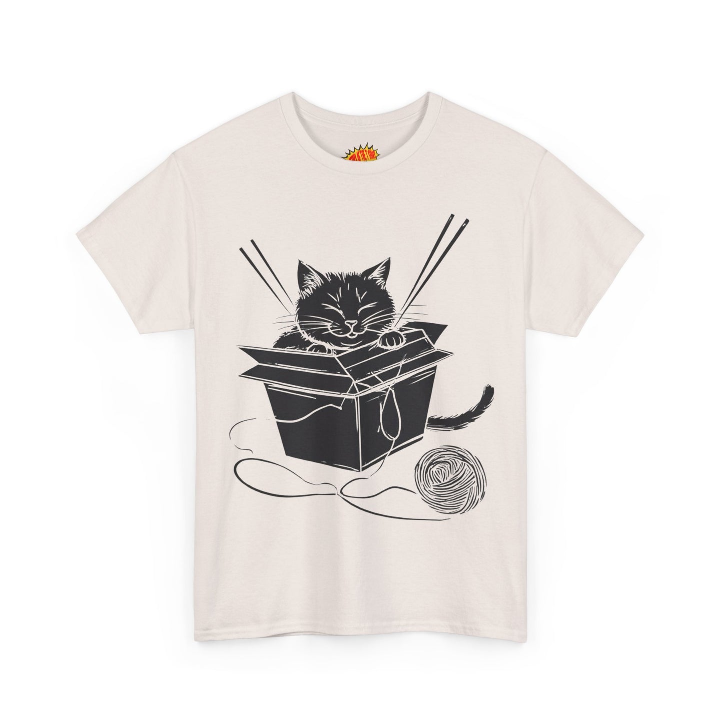 Black Cat w/Box + Yarn Ball Art Drawing Tee Shirt *Multiple Colors*