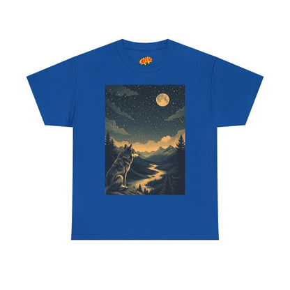 Mountain Wolf with River & Full Moon T-Shirt