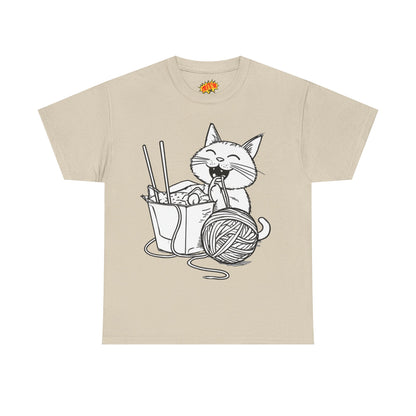 Happy Cat w/Noodles + Yarn Art Tee Shirt