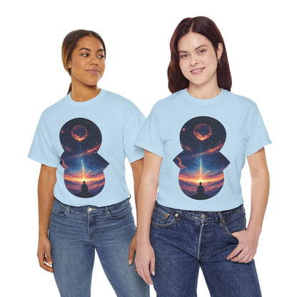 Cosmic Meditation w/Planet Space Graphic Art Tee Shirt