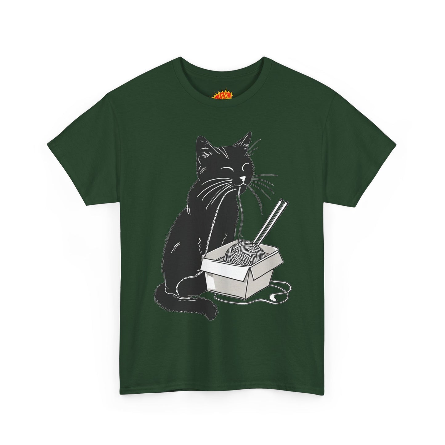 Black Cat w/Noodles Drawing Art Tee Shirt *Multiple Colors*