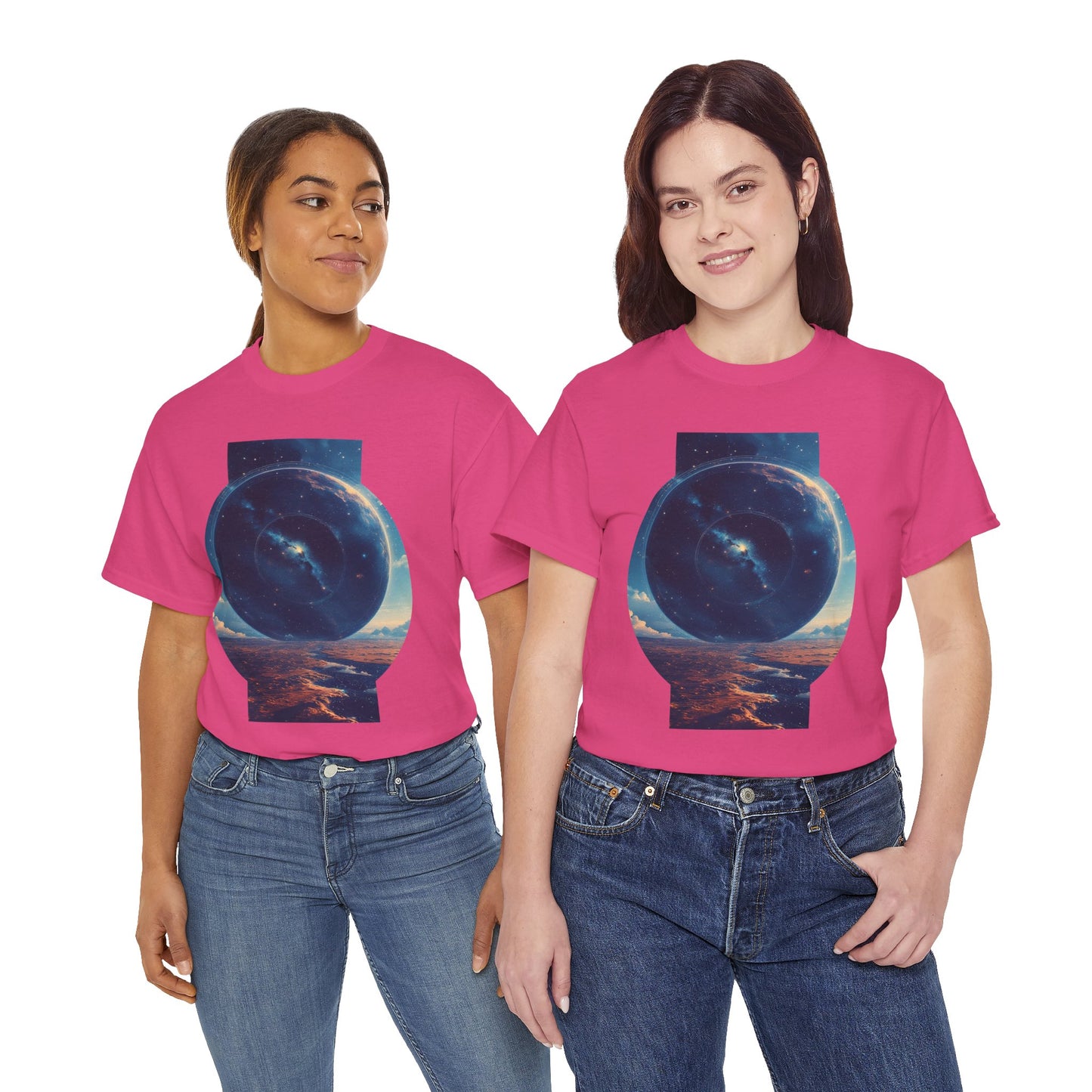 Round Galaxy Space Graphic Art Tee Shirt *Multiple Colors*