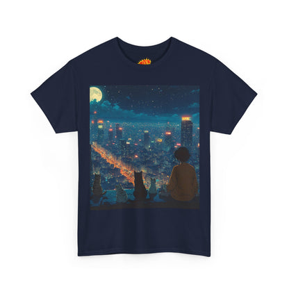 Anime City Night Scene w/Cats T-Shirt
