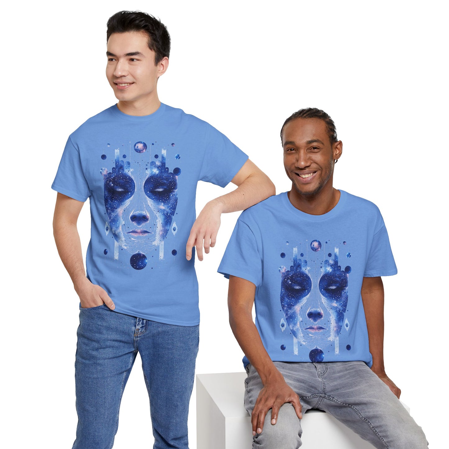 Cosmic Face Galaxy Graphic Space Art Tee Shirt *Multiple Colors*
