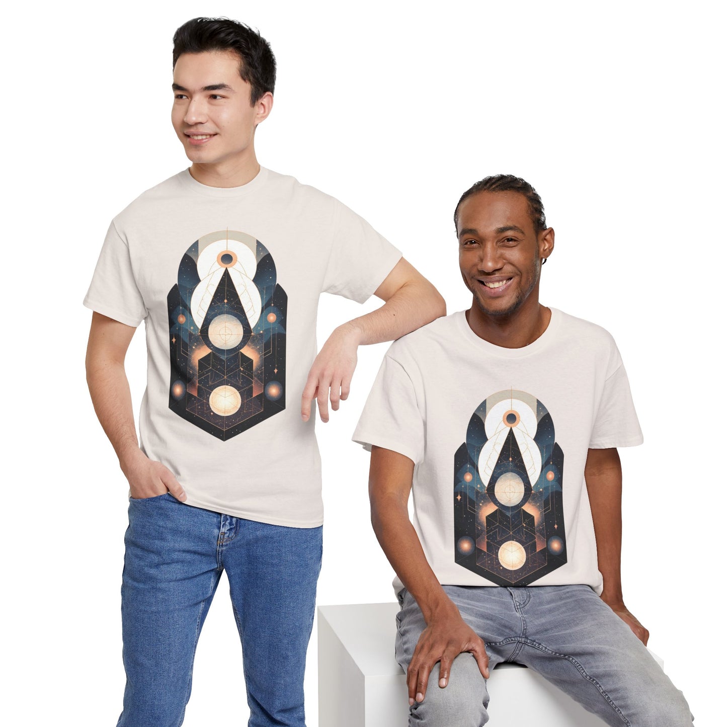 Geometric Space Art Pattern Graphic Tee Shirt *Multiple Colors*
