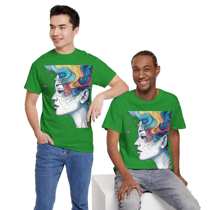 Face w/Color Hair Graphic Art Tee Shirt