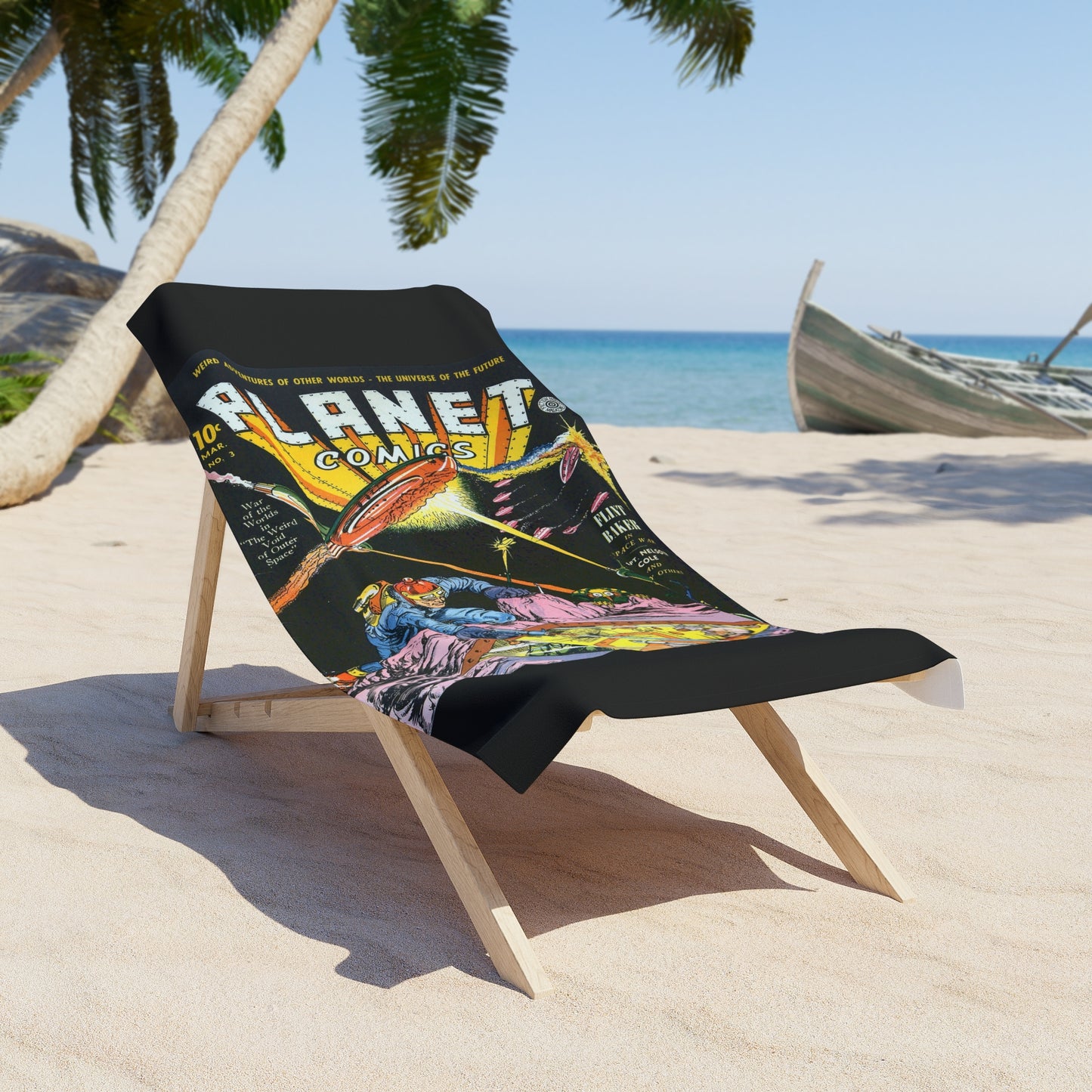 Planet Comics #3 Beach Towel Black