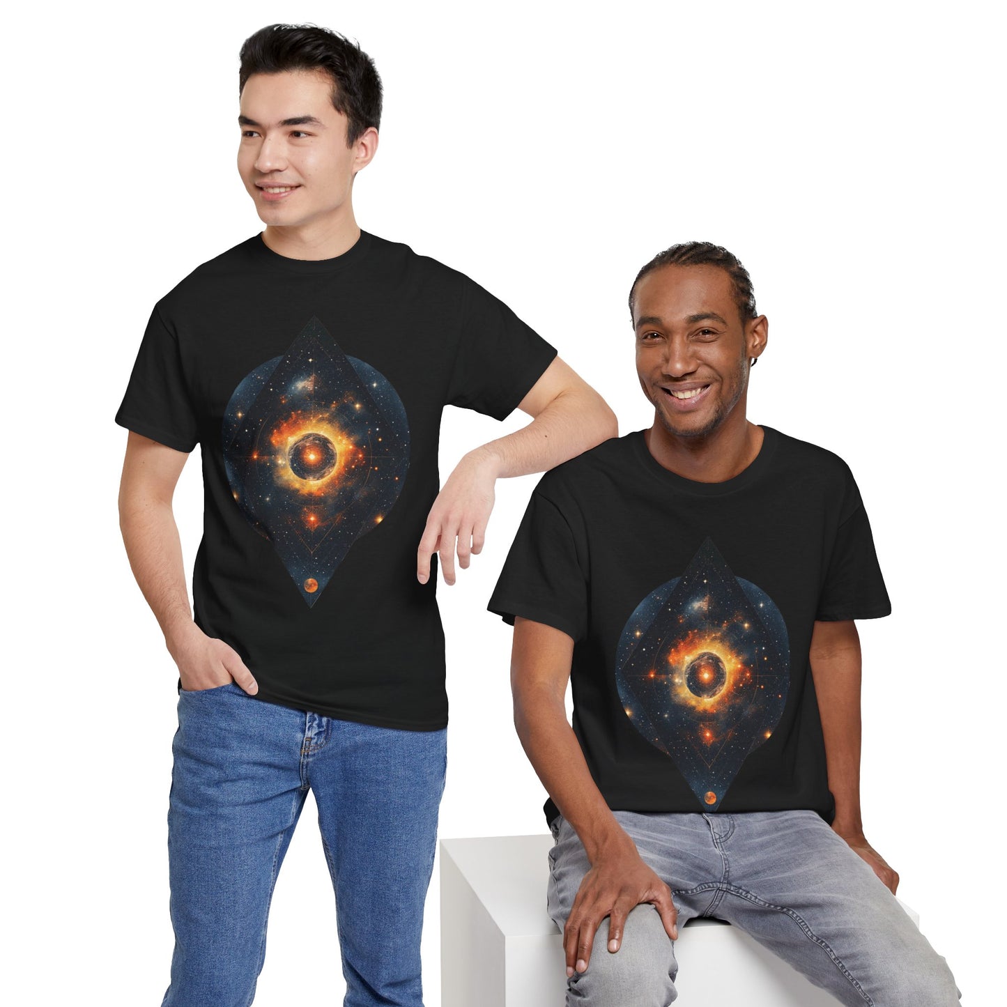 Rounded Diamond Shape Nebula Graphic Space Art Tee Shirt *Multiple Colors*
