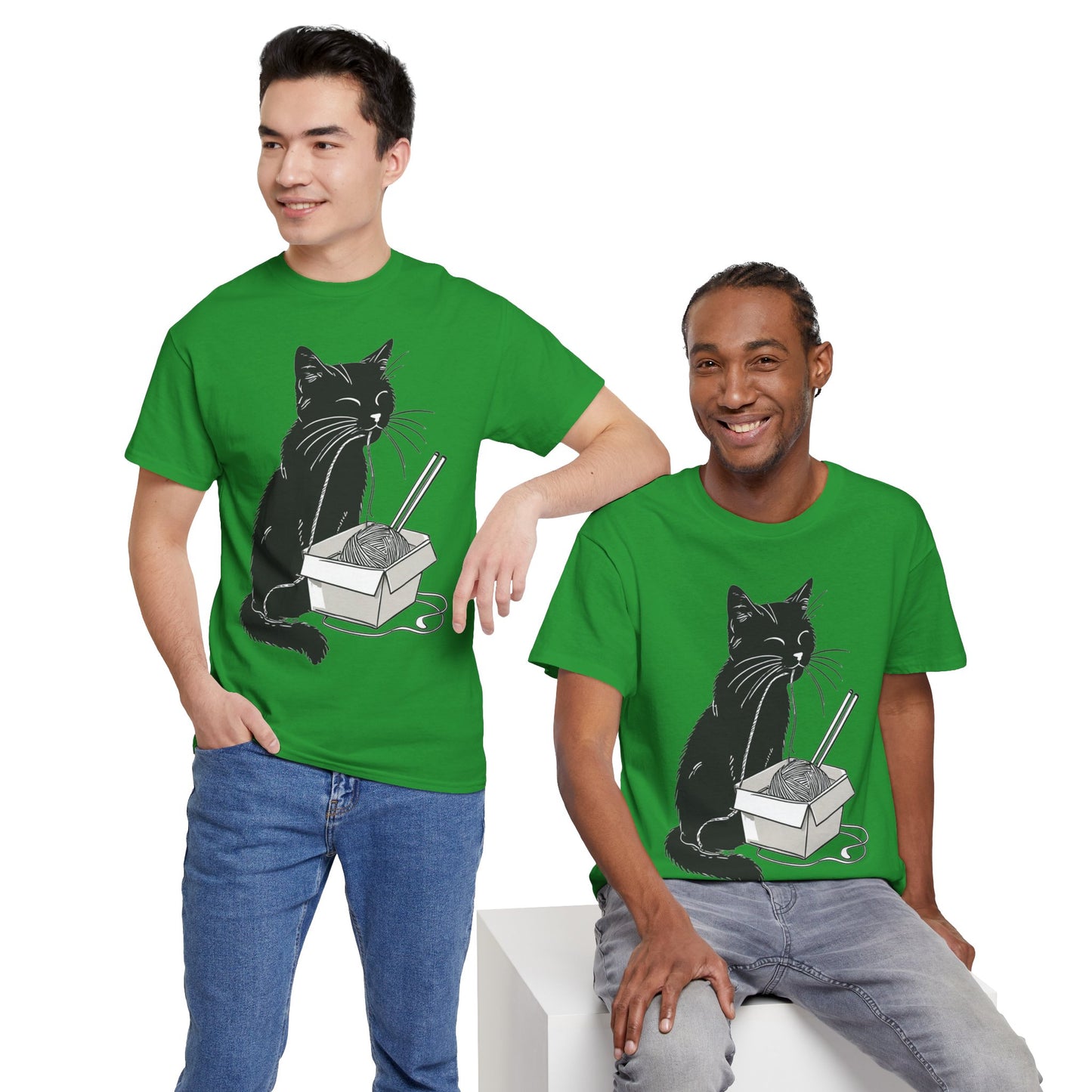 Black Cat w/Noodles Drawing Art Tee Shirt *Multiple Colors*