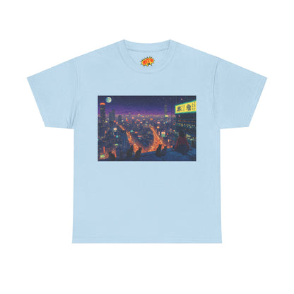 Anime Style Neon Night Cityscape w/Cats T-Shirt