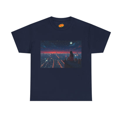 Neon City Anime Night Scene w/Cats T-Shirt