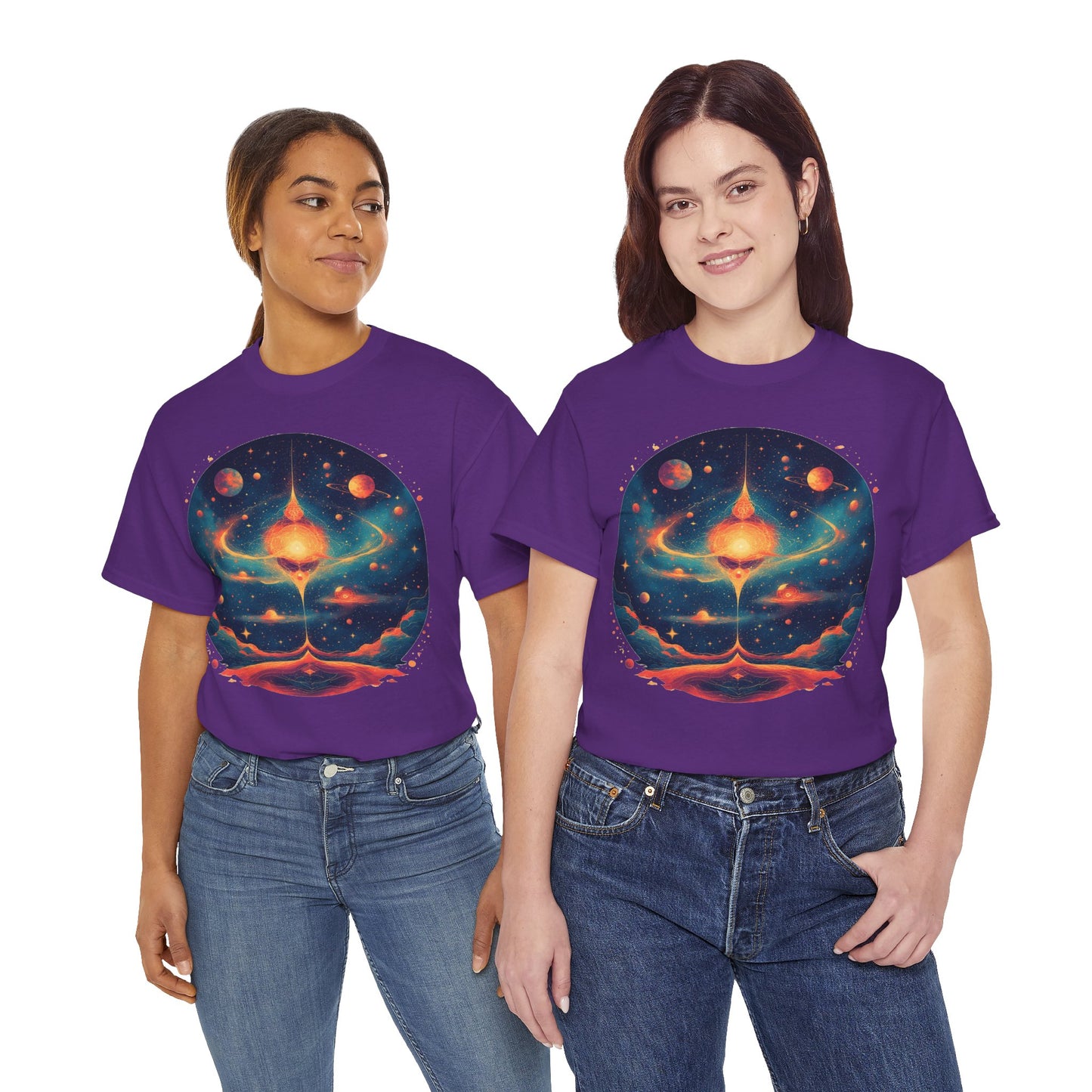 Round Galaxy w/Planets Graphic Tee Shirt *Multiple Colors*