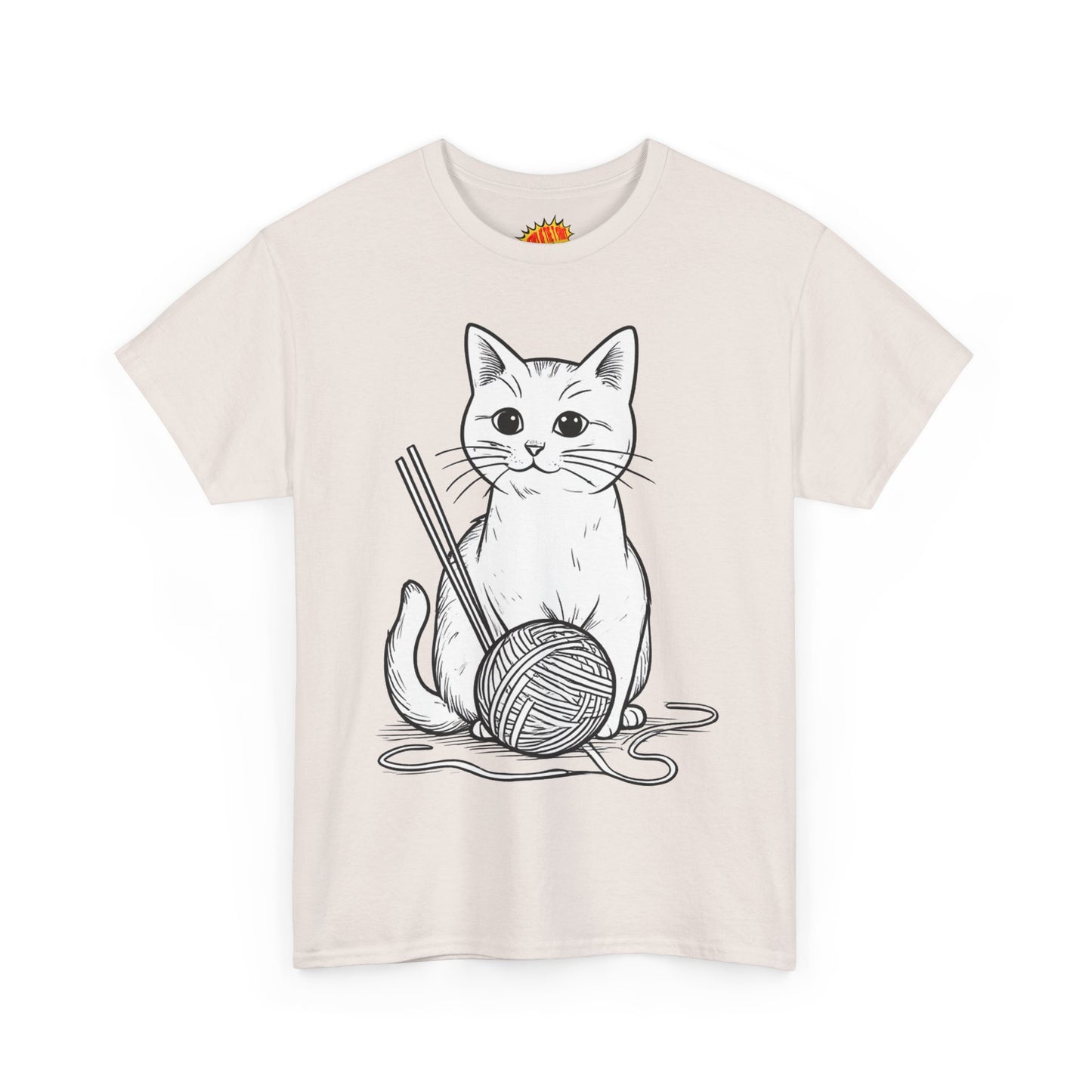 White Cat w/Yarn Ball Art Tee Shirt *Multiple Colors*