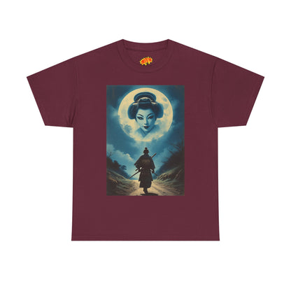 Walking Samurai w/Full Moon Geisha Woman T-Shirt