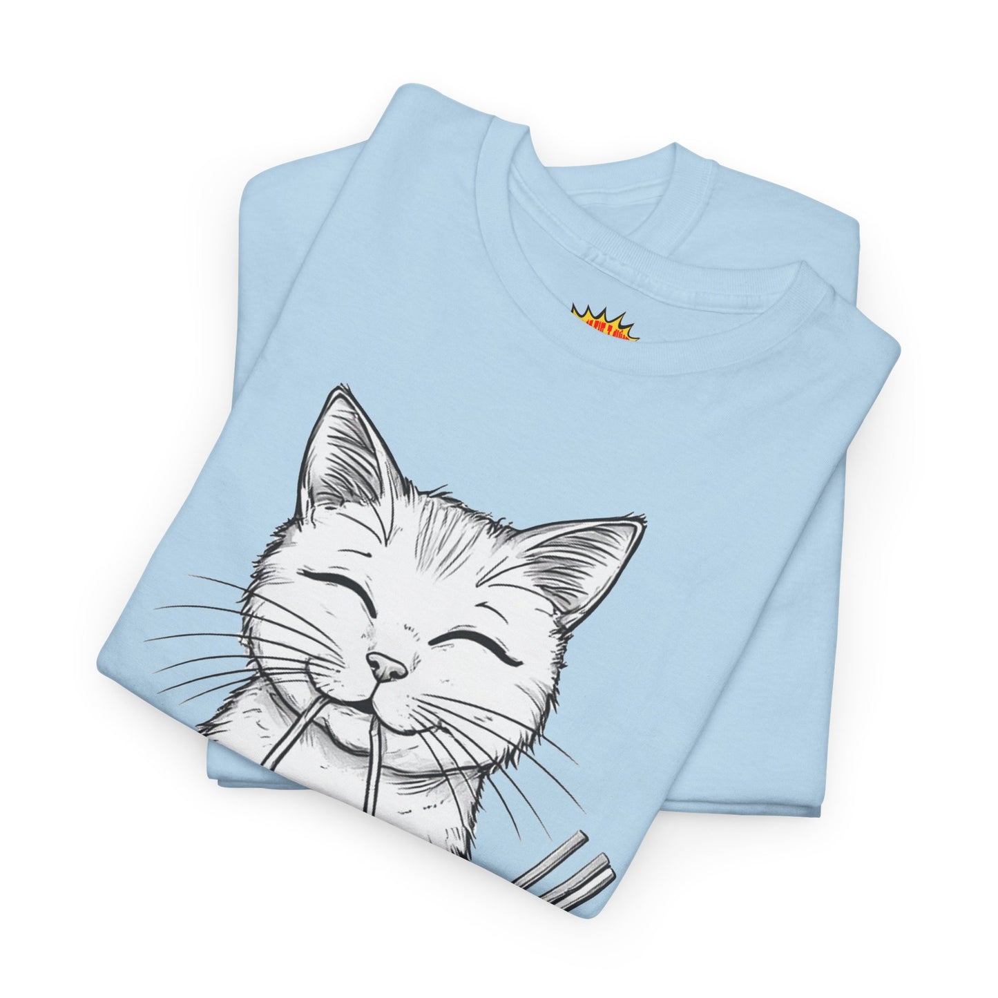 Cat w/Noodles Drawing Art Tee Shirt *Multiple Colors*