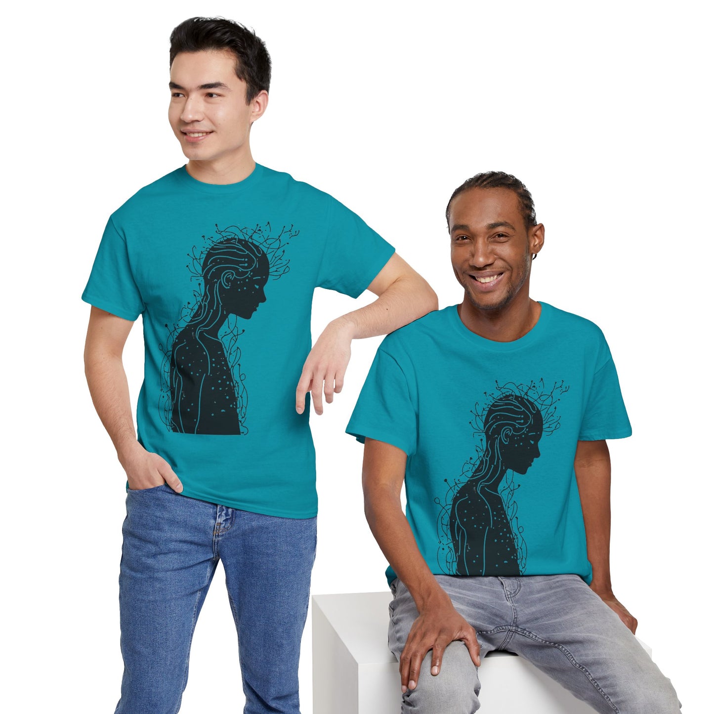 Human Silhouette Line Drawing Graphic Art Tee Shirt *Multiple Colors*