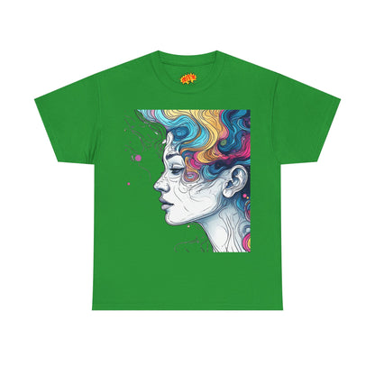 Face w/Color Hair Graphic Art Tee Shirt
