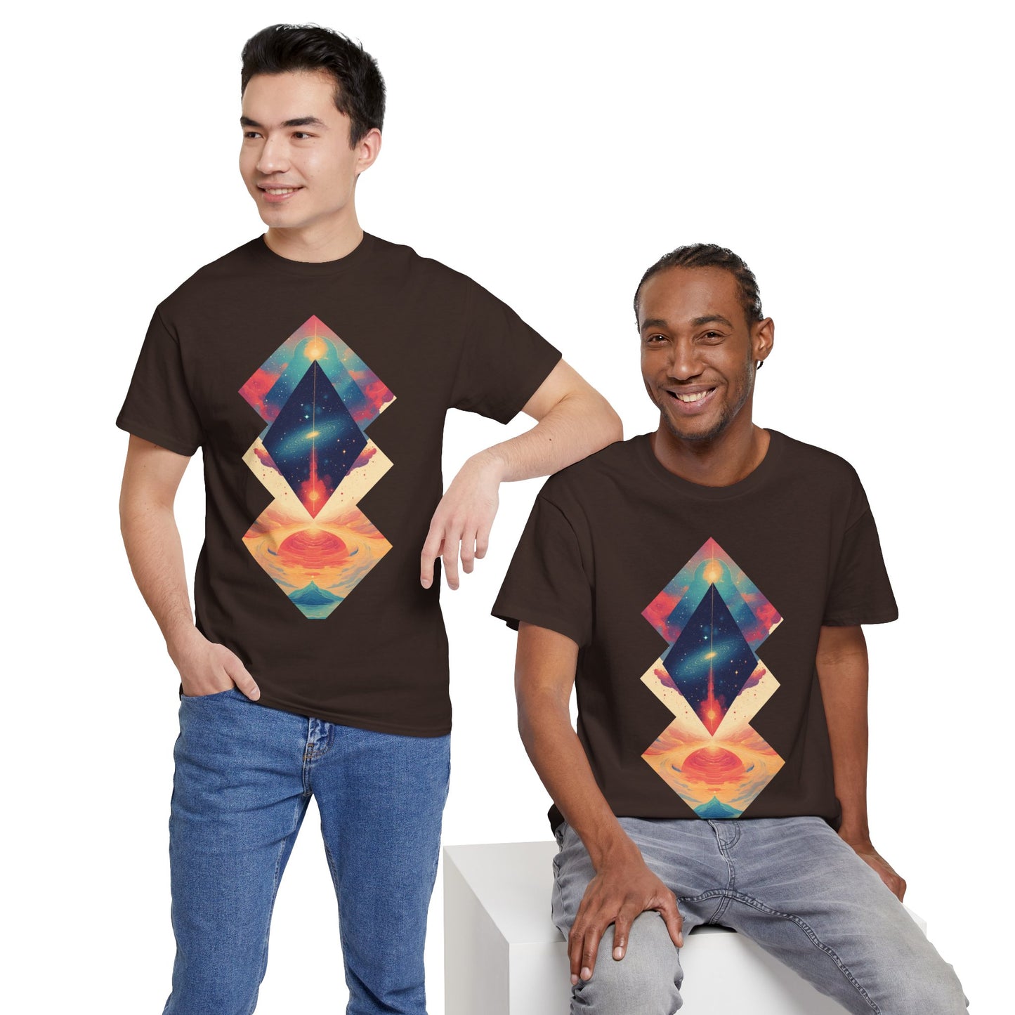 Geometric Shape Galaxy Graphic Space Art Tee Shirt *Multiple Colors*