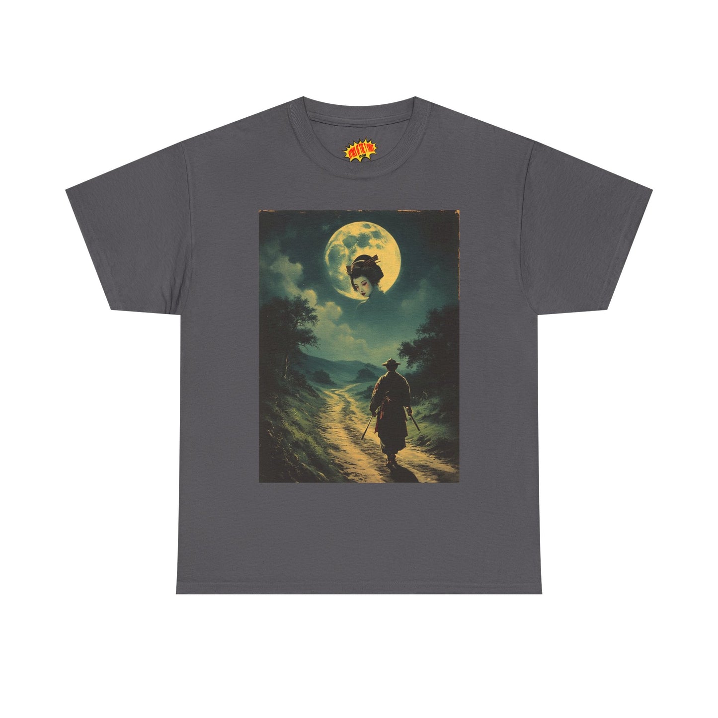 Travelling Samurai w/Moon Geisha Woman T-Shirt *Multiple Colors*