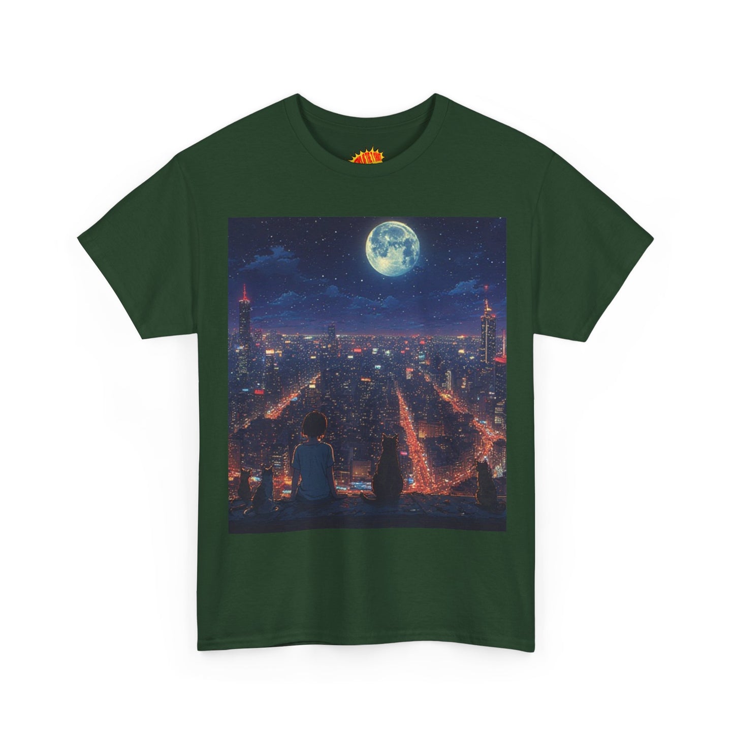 Anime City Neon Night Scene w/Cats T-Shirt *Multiple Colors*