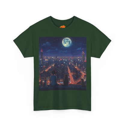 Anime City Neon Night Scene w/Cats T-Shirt