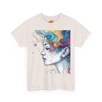 Face w/Color Hair Graphic Art Tee Shirt