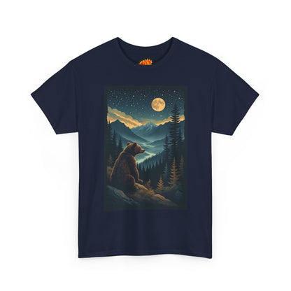 Sitting Grizzly Bear Full Moon Scene T-Shirt