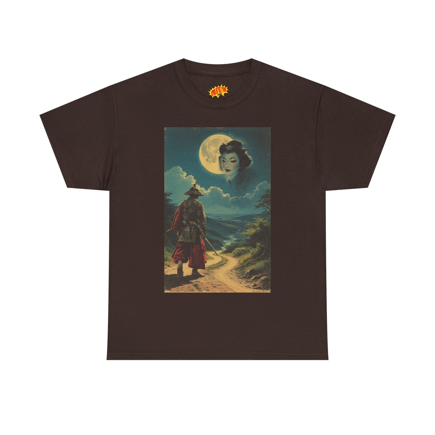 Samurai w/Full Moon Sky Geisha T-Shirt *Multiple Colors*