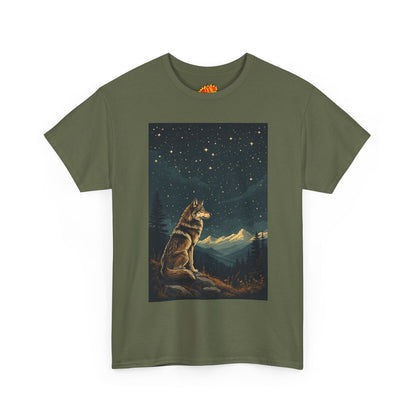 Mountain Wolf with Starry Night T-Shirt