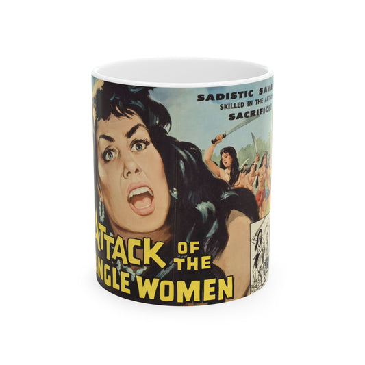 Attack of the Jungle Women Retro Movie Poster Ceramic Coffee Mug