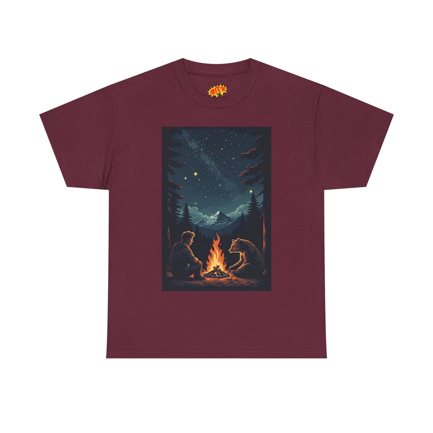 Mountain Man w/Bear Campfire Scene T-Shirt *Multiple Colors*