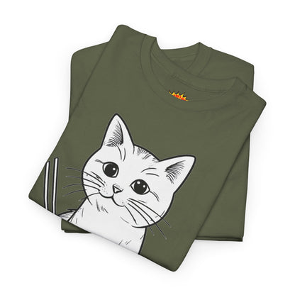 White Cat w/Yarn Ball Art Tee Shirt