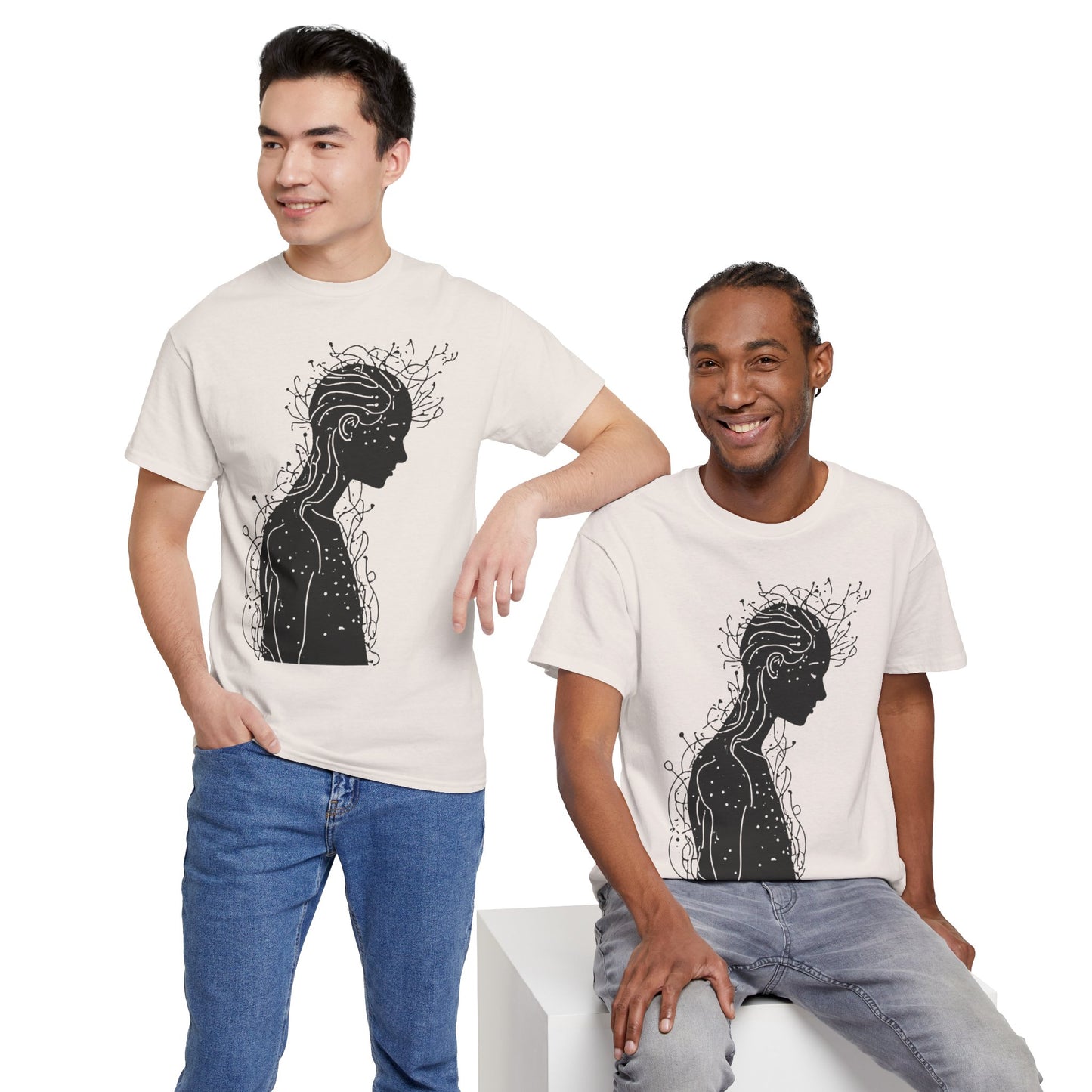 Human Silhouette Line Drawing Graphic Art Tee Shirt *Multiple Colors*