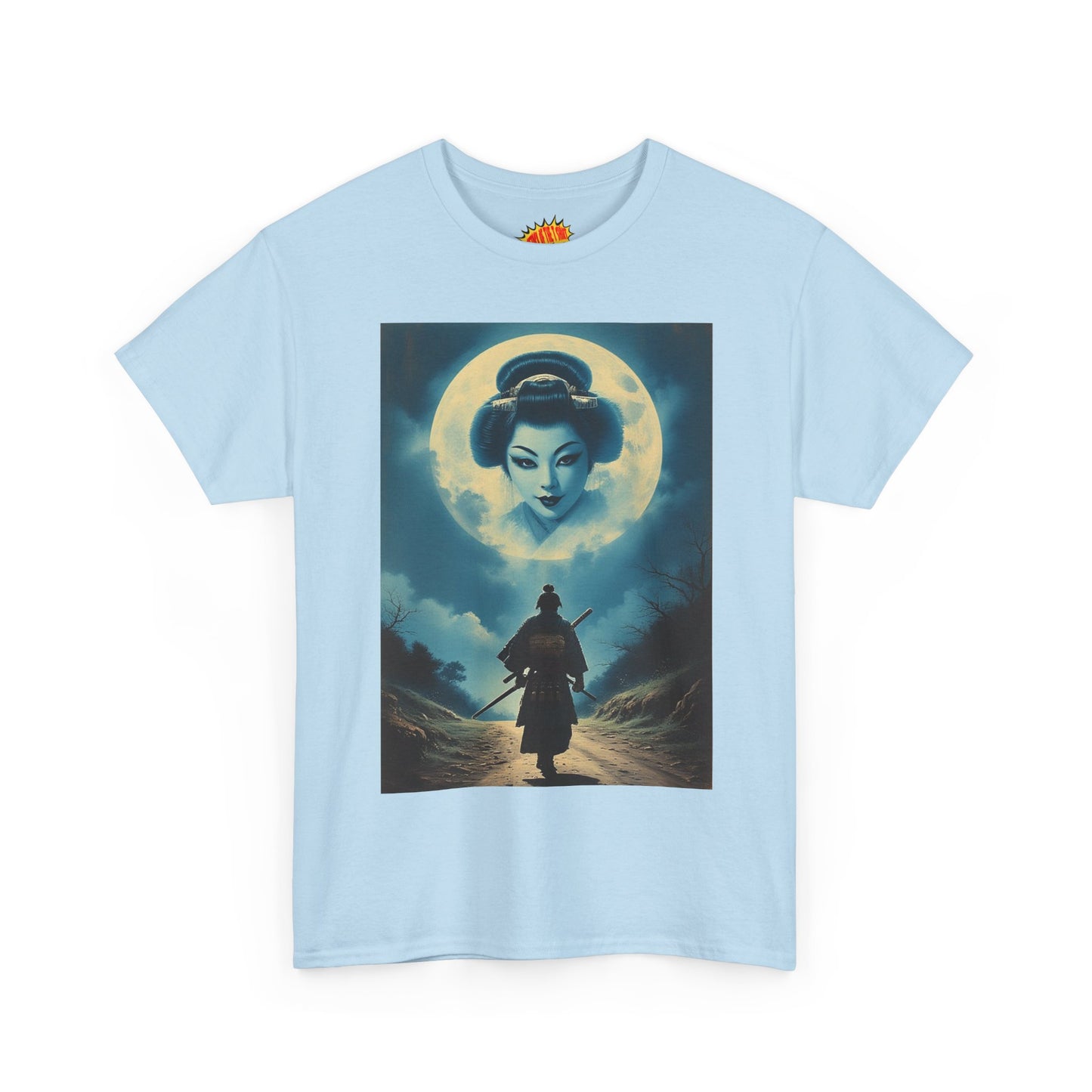 Walking Samurai w/Full Moon Geisha Woman T-Shirt *Multiple Colors*
