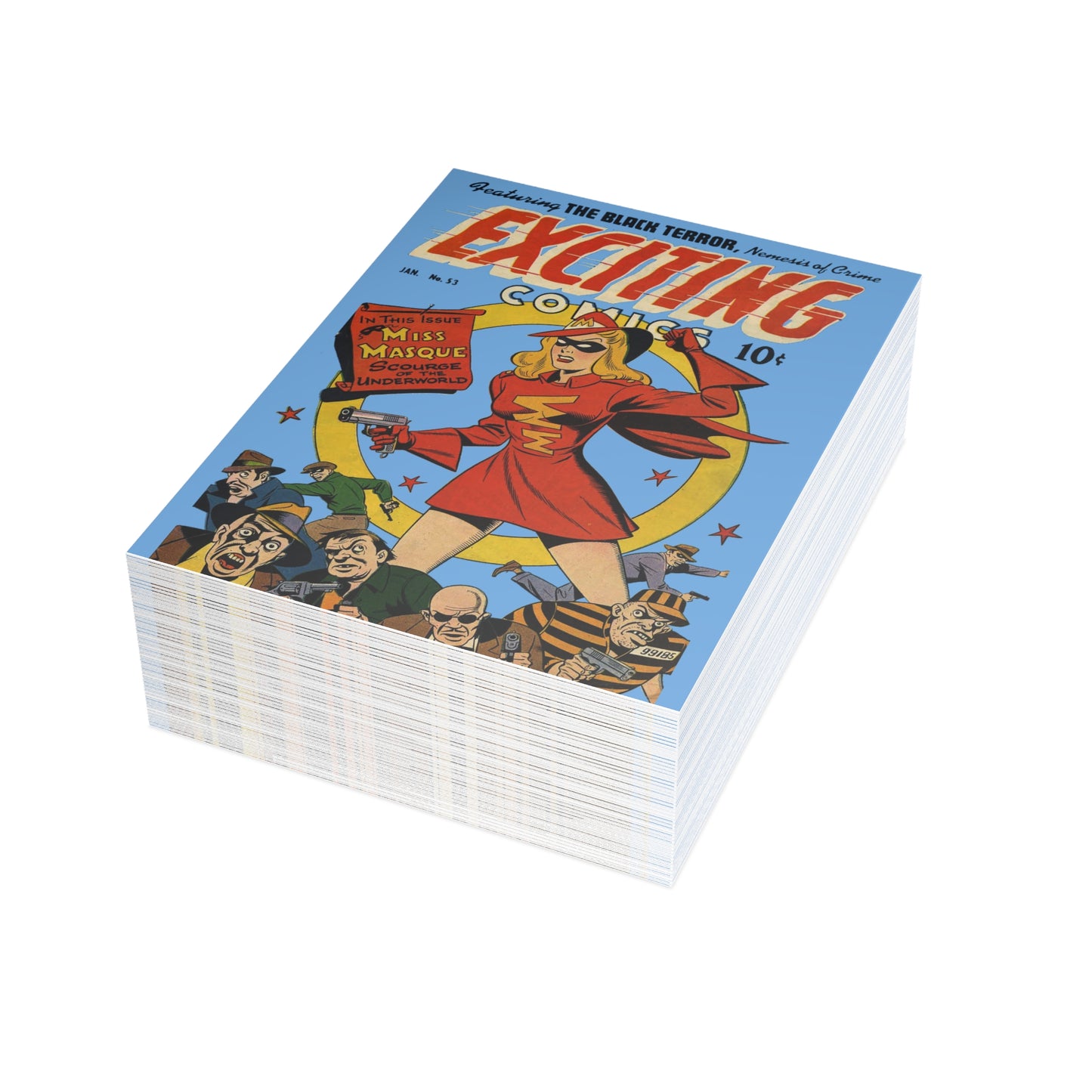 Exciting Comics #53 Feat. Miss Masque Postcards w/Envelopes