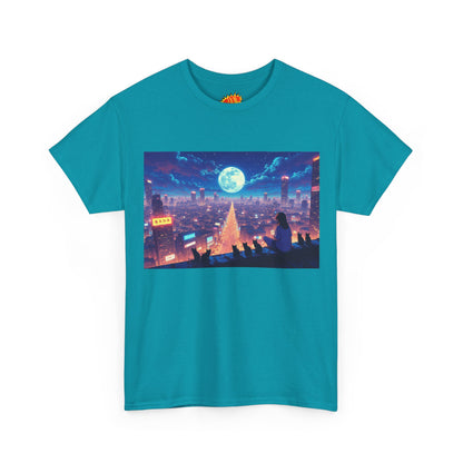 Anime Neon Night Cityscape w/Cats T-Shirt