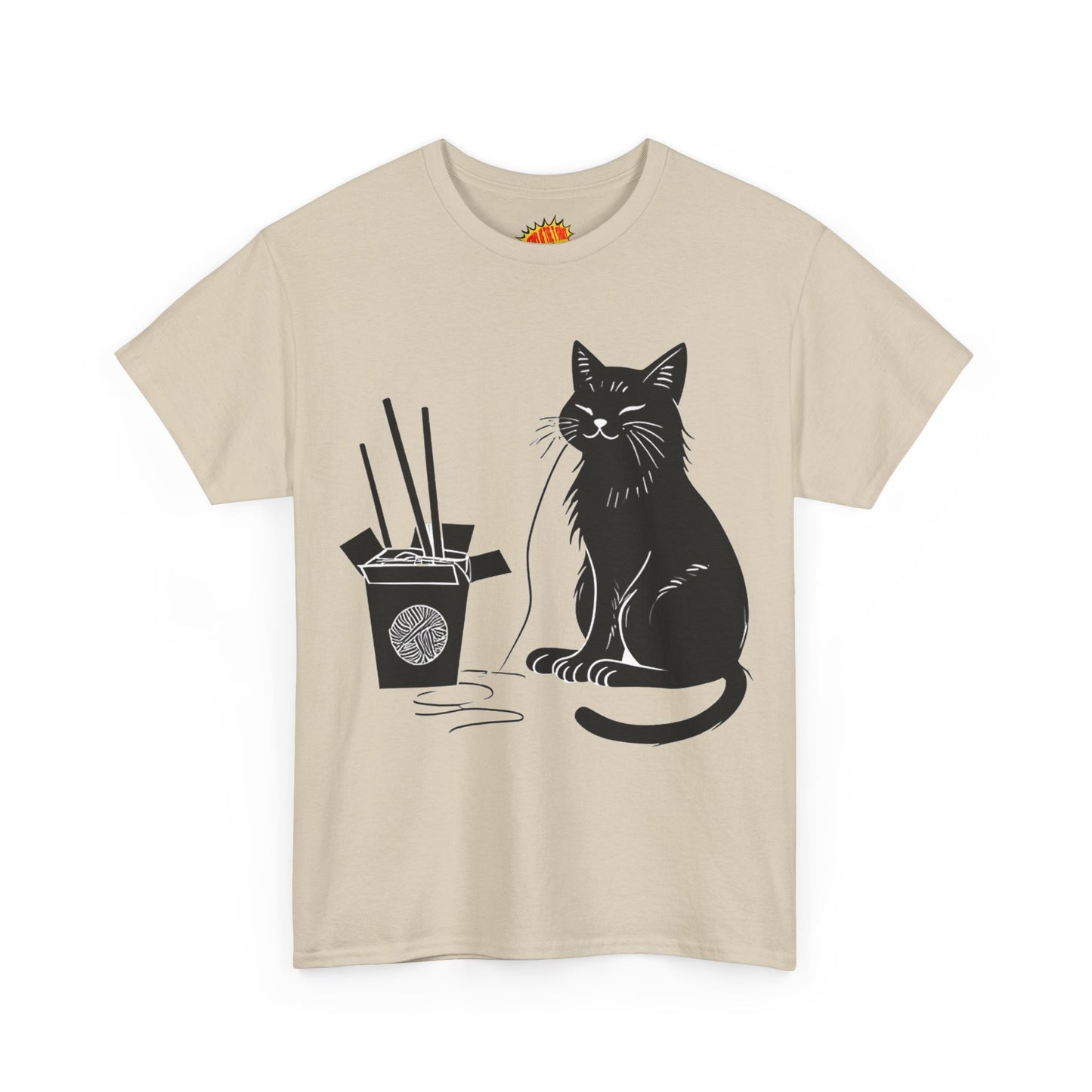 Black Cat w/Takeout Yarn Art Tee Shirt *Multiple Colors*