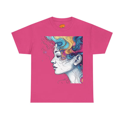 Face w/Color Hair Graphic Art Tee Shirt