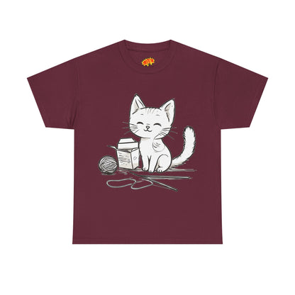 White Cat w/Takeout Yarn Art Tee Shirt