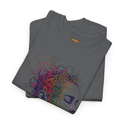 Multicolor Line Drawing Human Graphic Art Tee Shirt