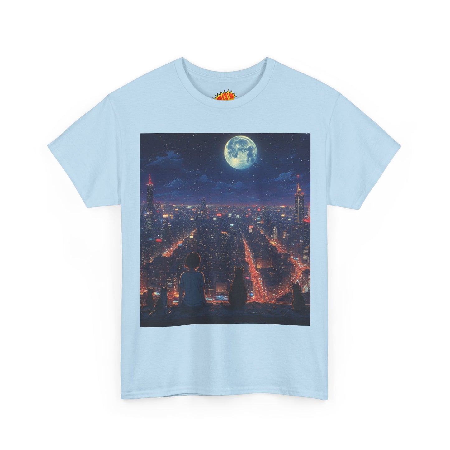 Anime City Neon Night Scene w/Cats T-Shirt *Multiple Colors*