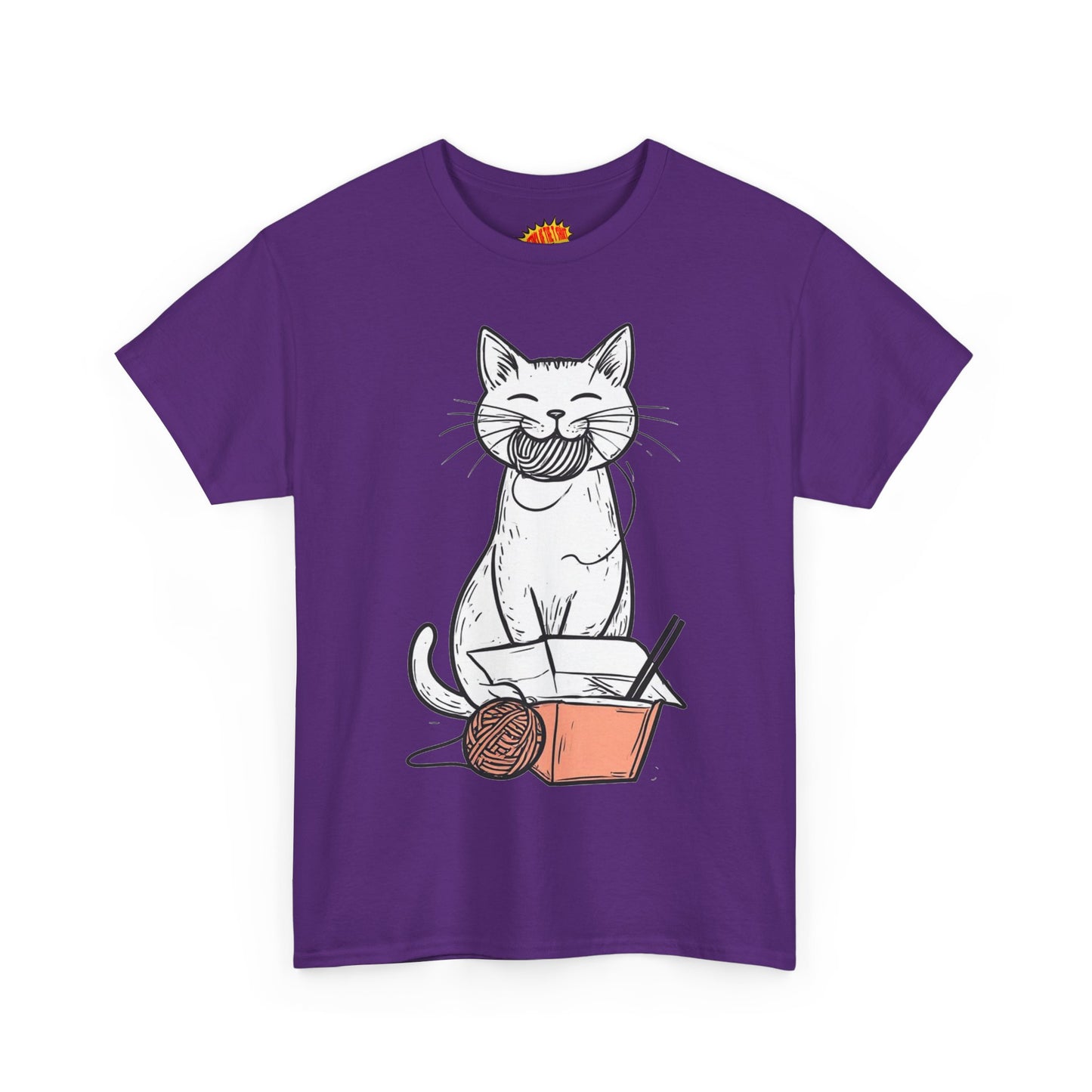 Cat w/Yarn Ball Takeout Art Tee Shirt *Multiple Colors*